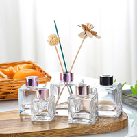 Nouveau design privé de bouteille de diffuseur de roseau en verre vide carré et transparent de luxe avec boîte-cadeau