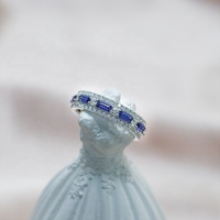 Bague de mariage en argent 925, 2x4mm, taille Baguette, saphir cultivé en laboratoire avec Moissanite, bague Antique personnalisée