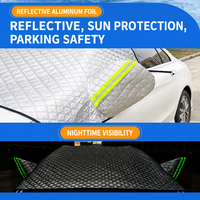 Pare-soleil de pare-brise avant argenté, isolation thermique, protection UV, protection de vitres de véhicule avec housses de rétroviseurs pour les trajets quotidiens et le rangement