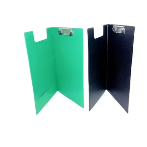 Low price FC size PVC double sides plastic folding file folder with clipboard and document holder for school student and office