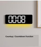 YIZHI Horloge murale numérique avec affichage LED miroir et minuterie de luminosité réglable pour la décoration intérieure et le bureau