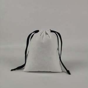 Bolsa con cordón blanca Premium, pequeña bolsa de regalo con Cordón portátil y reutilizable de estilo Vintage a la moda en blanco - Product Image 2