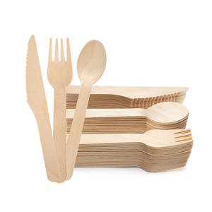 أدوات مائدة خشبية قابلة للتحلل الحيوي من إنتاج المصنع، صديقة للبيئة، شوكة وملعقة وسكين للاستخدام مرة واحدة للحفلات والفنادق - Product Image 2