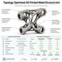 Joint structurel optimisé en termes de topologie, imprimé en 3D en métal SLM de qualité aérospatiale pour des structures légères