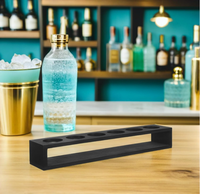 Support à Verres à Vin en Bois Noir à 6 Trous, Présentoir Moderne Étanche pour Outils de Bar, Organisateur de Verres pour Comptoir de Bar