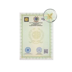 Customized Certificate Of Authenticity Anti-Counterfeit Holographic Hot Stamping A4 Size Security Paper Certificate Printing