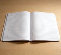 Cahier de composition pour étudiant 19x24,7 cm, reliure cousue, couverture en carton blanc, pages lignées, léger
