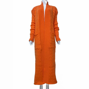Nouvelle collection automne/hiver, style européen, cardigan en tricot à manches longues pour femmes, couleur unie, ample - Product Image 4