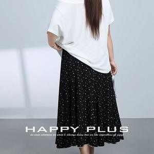 Falda Midi de Gasa con Estampado de Puntos y Cola de Pez, Cintura Elástica, Talla Grande, para Mujer, Modelo N8952, Color Negro - Product Image 3