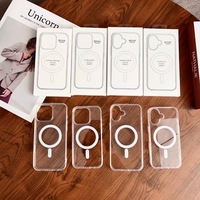 Boîtier transparent transparent étui de charge sans fil magnétique avec clé tactile pour Iphone16 16 Plus 16 Pro 16 Pro Max