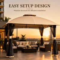 Gazebo métallique élégant 10x10 pieds à toit arqué, design à double toit, auvent ventilé pour bord de piscine, vente en gros, direct usine
