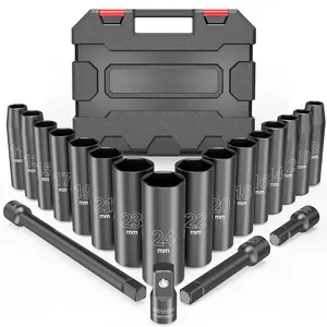 20PCS 1/2-Inch Drive Metric Deep Cr-V Impact Wrench torque Socket Set