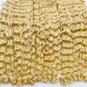 Paquetes de cabello crudo Rubio alineado con cutícula sin procesar rizada birmana virgen de alta calidad 613 # Color para trenzar - Product Image 6