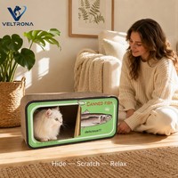 Mobilier d'intérieur pour animaux de compagnie : Maison-griffoir pour chat en carton, type grotte, avec lit fermé et tunnel, vente en gros
