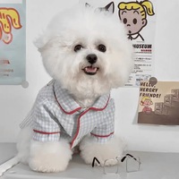 Ensemble de pyjamas pour animaux de compagnie en coton de style INS, chemise et pantalon rayés à l'effigie d'un ours mignon pour chiens et chats, vêtements de nuit respirants pour animaux de compagnie printemps été