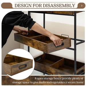 Scaffale in Legno, Marrone Vintage, con Ruote, per <span class=keywords><strong>Cucina</strong></span> o Vetrine di Supermercato, Adatto per Librerie e Espositori per Hobby - Product Image 4