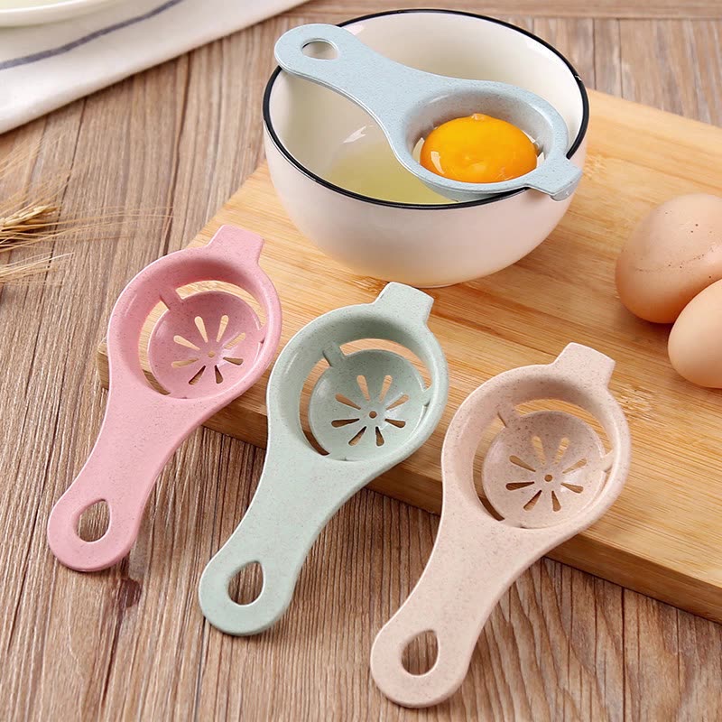 Hot Sale Mini Egg Yolk White Separator Kitchen Tools Creative Ergonomic Handle Wheat Straw Egg Yolk Separator Egg Tool