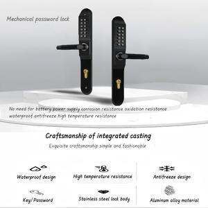Hai mặt không thấm nước chống trộm đẩy nút kỹ thuật số khóa hợp kim nhôm bền đánh bóng màu đen xử lý khóa cửa - Product Image 4
