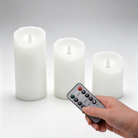 Lot de 3 bougies LED à piles avec revêtement en cire véritable, mèche vacillante et télécommande, pour mariage, décoration intérieure et événements