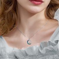 Vente en gros de bijoux pour femmes Collier à pendentif en argent sterling 925 avec coquille d'ormeau lune cocotier