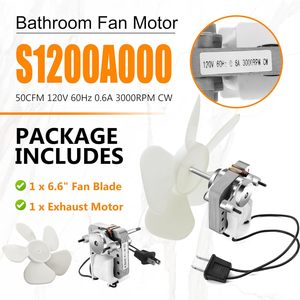 มอเตอร์พัดลมไฟฟ้าพร้อมใบพัดพลาสติก ตัวเรือนอะลูมิเนียม 50CFM 3000 รอบต่อนาที สำหรับพัดลมระบายอากาศในห้องน้ำ S1200A000 - Product Image 6