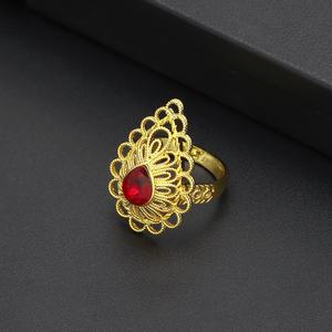 Anillos de Dedo de Latón Chapados en Oro de 24K de Estilo Clásico con Rubíes y Zafiros de Jxx Fashion, Anillo de Boda para Mujer - Product Image 3