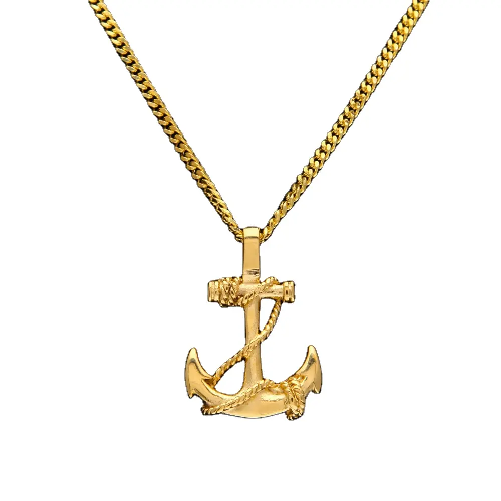 Unique design Dope Jewelry Men's Stainless Steel Anchor Navy Pendant Necklace