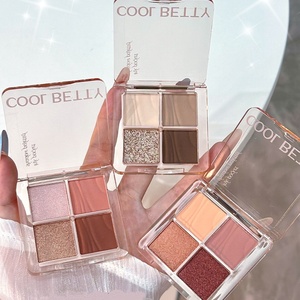 พาเลทอายแชโดว์มินิ 4 สี แบบขายส่ง กล่องใส สีขาว ชมพู พาเลทอายแชโดว์เครื่องสำอาง พาเลทแต่งตาขนาดเล็ก - Product Image 1