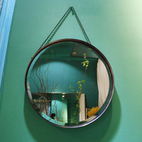 Objets décoratifs suspendus, miroir mural rond en verre doré, décoration murale, miroir incurvé avec taille personnalisable