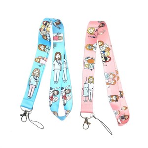 Phim Hoạt Hình Thiết Kế Bác Sĩ Y Tá Dây Buộc Keychain Dệt Logo <span class=keywords><strong>Polyester</strong></span> Huy Hiệu Chủ Phim Hoạt Hình ID Thẻ Điện Thoại Chìa Khóa Cổ Dây Đeo Bán Buôn - Product Image 5