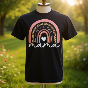 Camiseta Boho Rainbow Mama con estampado de leopardo y corazón para mamás, regalo para el día de la madre - Product Image 3