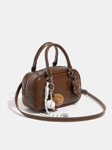 Bolso de Bolos de Diseño Compacto para Mujer, Nuevo Estilo Otoño-Invierno, Bolso Retro con Correa Cruzada para Hombro, Bolso Boston con Cremallera - Product Image 4