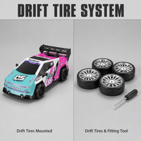 Mobil RC Drift 4WD 1:20 3.7V 500mAh Kendaraan Balap Remote Control Lampu Warna-warni Jangkauan 35M Indoor Outdoor