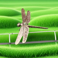 Figurine libellule en laiton Sculpture libellule en or Mini ornement d'insecte Figurines de bureau d'animaux