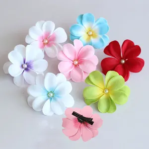 ZHUOOU Beautiful Frangipani Flower Artificial Frangipani Clips Plumeria Flower for Head Decoration