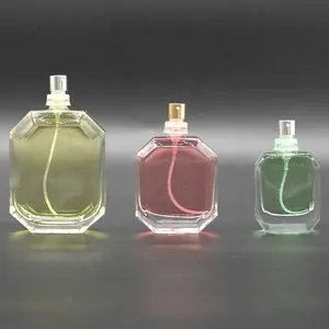 Benzersiz şekli 30ml 50ml 100ml temizle 15mm kıvrım boyun hediye kutusu ile dolum parfüm Atomizer sprey şişeleri
