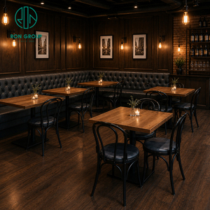 Muebles de Restaurante Ron, Mesa Cuadrada Comercial de Madera con Juego de Sillas, Asientos de Cuero Acolchado en Forma de L para Cafetería YYUS-86 YYUS - Product Image 1
