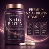 Capsules Antioxydantes NAD+ Biotine à Marque Blanche OEM, Peptides de Collagène, Resvératrol, Beauté, Énergie Cellulaire, Cheveux, Peau, Ongles, Adulte