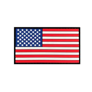 促销批发定制软聚氯乙烯贴片细蓝线定制3D橡胶徽章美国国旗聚氯乙烯贴片