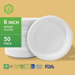 Assiette jetable biodégradable et <span class=keywords><strong>réutilisable</strong></span> en amidon de maïs de 6 pouces, compatible micro-ondes, pour fêtes et mariages - Product Image 1