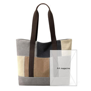 Fashion Casual Retro <b>Canvas</b> <b>Bag</b> Women's <b>Large</b> Capacity <b>Tote</b> <b>Bag</b> Patchwork Design All-matching Shoulder <b>Bag</b> - Product Image 2