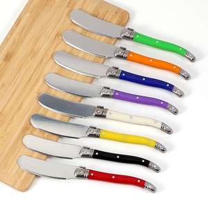Ensemble de 8 couteaux à beurre style <span class=keywords><strong>Laguiole</strong></span> avec manches colorés pour fromage et charcuterie, manches en ABS de qualité alimentaire - Product Image 1
