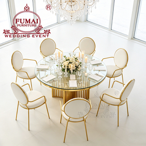Banquet Hall Furniture Gold Stainless Steel Round <b>Mirror</b> Top Wedding <b>Table</b> - Product Image 2