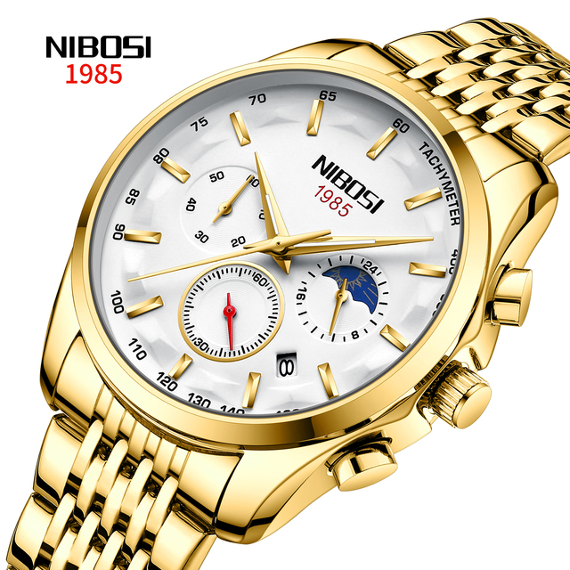 NIBOSI 2319 Watches Quartz Classic Model Men Wrist Watches Stainless Steel Waterproof Quartz Men Wristwatch