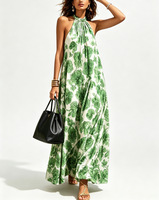 Nouvelle robe longue sans manches imprimée pour femme, style vacances européen et américain, élégante pour la plage