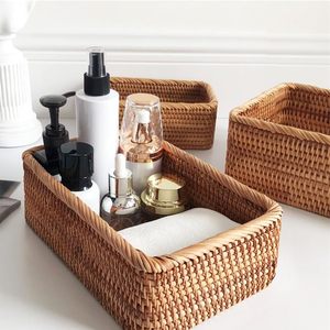 Trend Rectangular Handmade Woven Rattan Eco-Friendly Multifunction Nesting <b>Bread</b> <b>Baskets</b> Organizing Set 3 Natural Color - Product Image 4