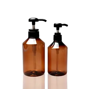 Flacone ambrato da 300ml con pompa flacone di shampoo trasparente flacone cosmetico marrone lozione