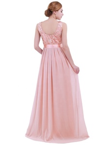 Nuovo Arrivo Abito da Sera Elegante da Donna in Chiffon Ricamato Senza Maniche Lungo fino a Terra Abito da <span class=keywords><strong>Damigella</strong></span> - Product Image 4