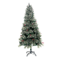 Arbre de Noël sur pied en PVC personnalisé avec fruits rouges effet neige, grand modèle à brancher pour centres commerciaux et espaces commerciaux