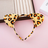 Serre-têtes unisexes en peluche courte avec oreilles d'animaux (léopard, renard, tigre, chat) pour Halloween, Noël, carnaval, fête, cosplay, pinces à cheveux
